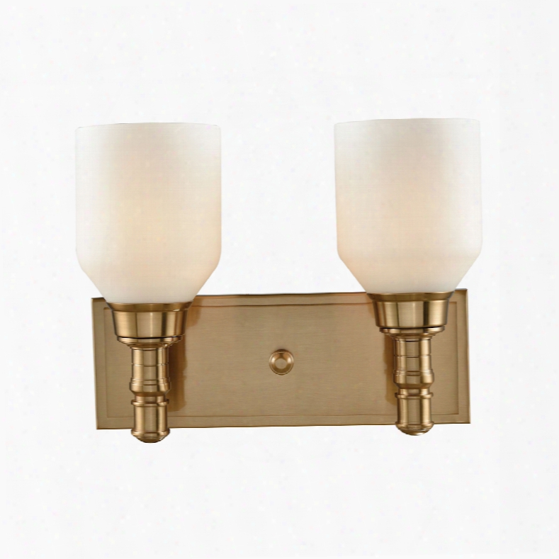 Elk Lighting Baxter 2-light Vanity In Satin Brass With Opal White Glass