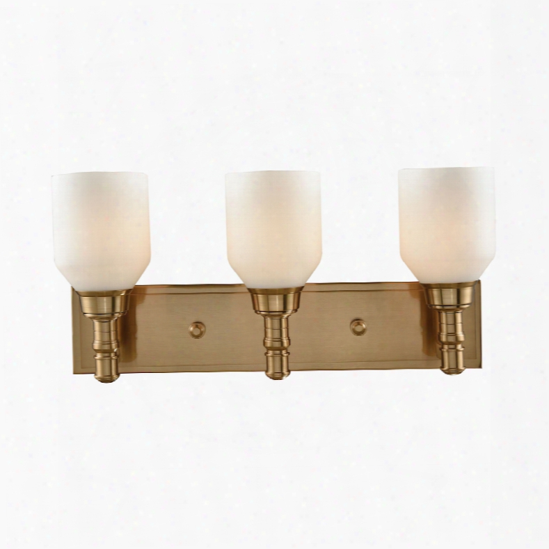 Elk Lighting Baxter 3-light Vanity In Satin Brass With Opal White Glass