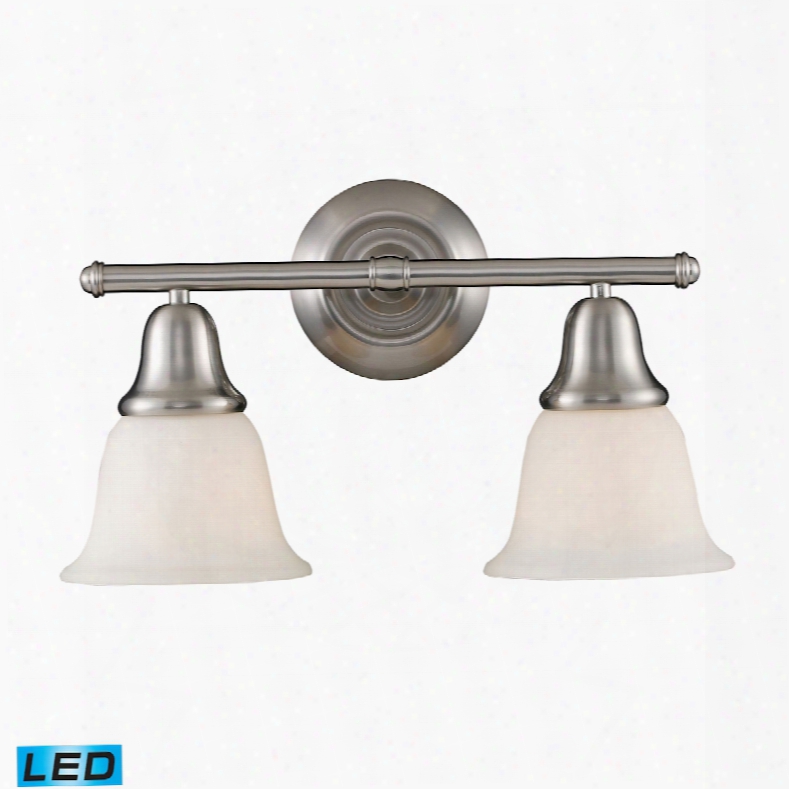 Elk Lighting Berwick 2-light Led Vanity In Brushed Nickel And White Glass