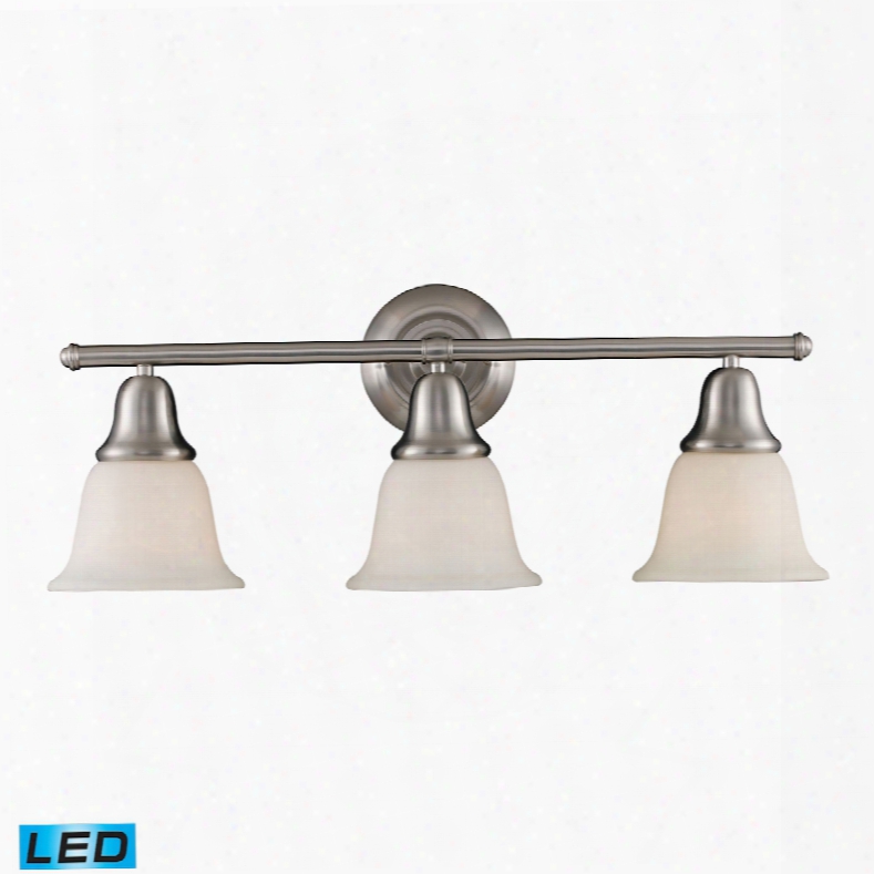 Elk Lighting Berwick 3-light Led Vanity In Brushed Nickel And White Gkass