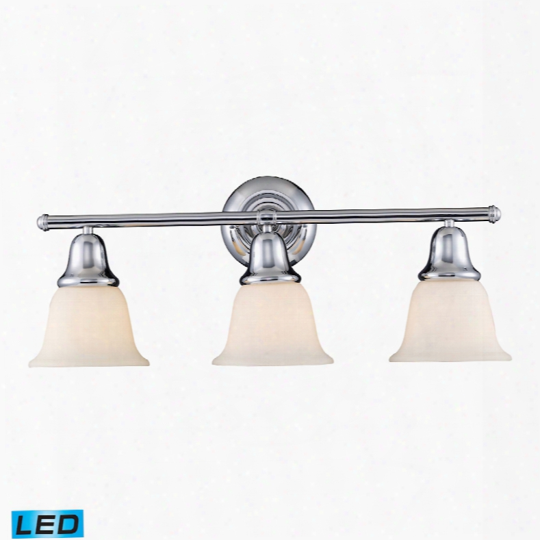 Elk Lighting Berwick 3-light Led Vanity In Polished Chrome And White Glass