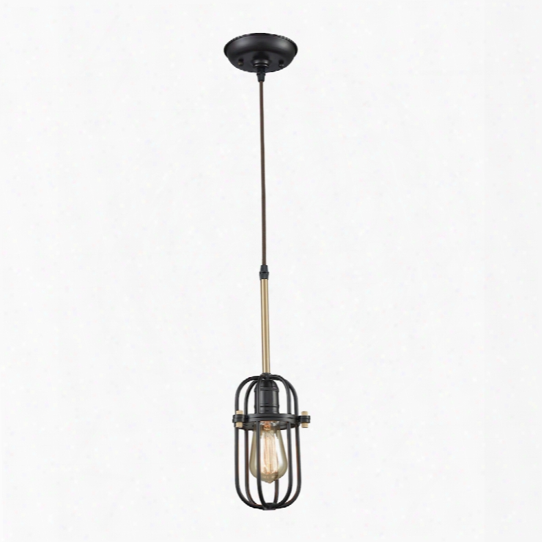 Elk Lighting Binghamton 1-light Pendant In Oil Rubbed Bronze And Satin Brass