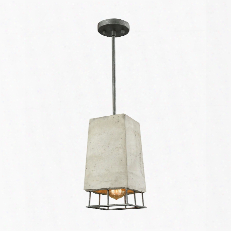 Elk Lighting Brocca 1-light Pendant In Silverdust Iron With Concrete Shade