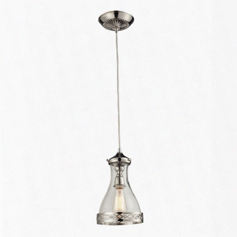 Elk Lighting Brookline 1-light Pendant In Polished Nickel And Clear Glass