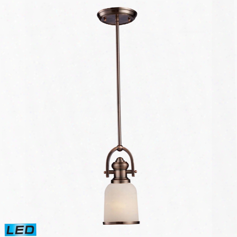Moose Lighting Brooksdale 1-light Led Mini Pendant In Antique Copper And White Glass