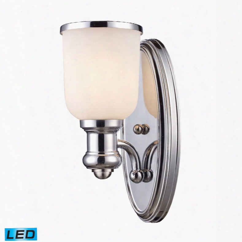 Elk Lighting Brooksdale 1-light Led Wall Sconce In Polished Chrome And White Glass