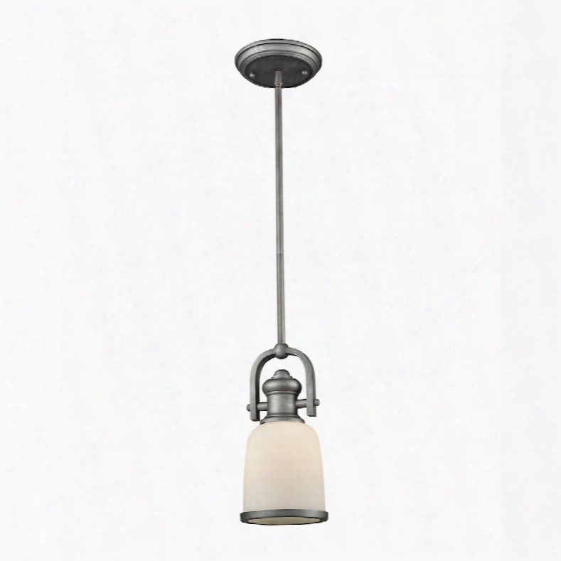 Elk Lighting Brooksdale 1-light Pendant In Weathered Zinc With White Glass
