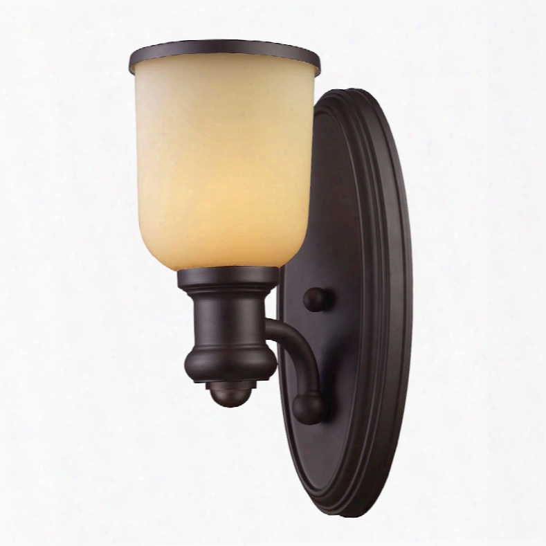 Elk Lighting Brooksdale 1-light Wall Sconce In Oiled Bronze And Amber Glass