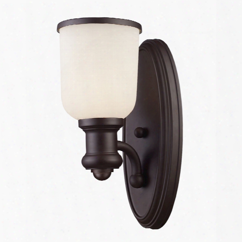 Elk Lighting Brooksdale 1-light Wall Sconce In Oiled Bronze And White Glass
