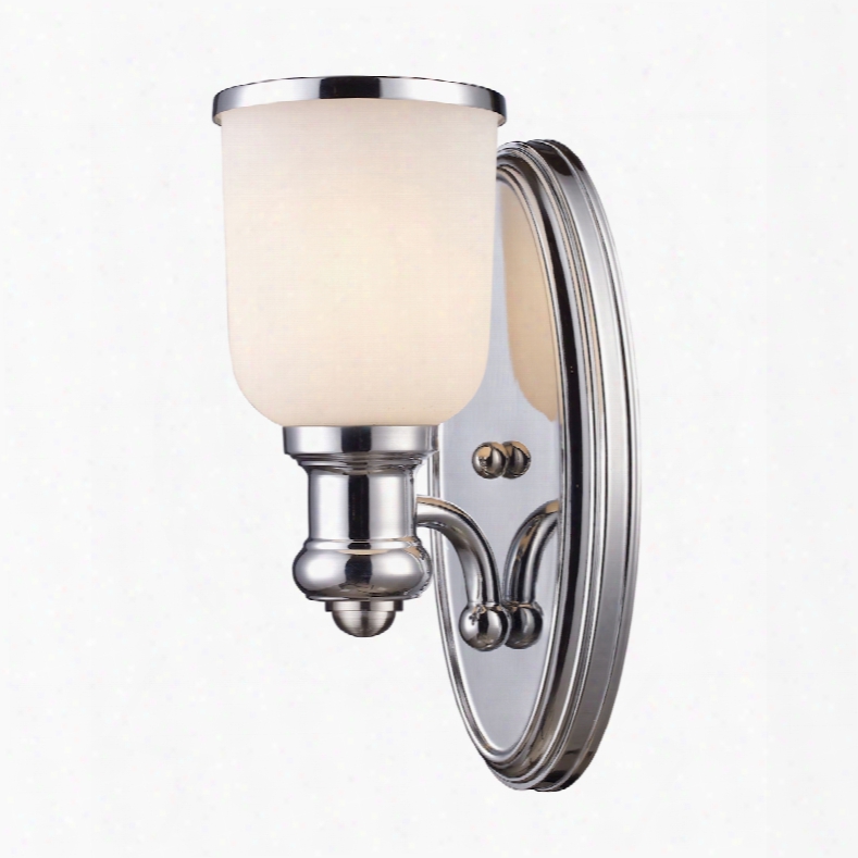 Elk Lighting Brooksdale 1-light Wall Sconce In Polished Chrome And White Glass