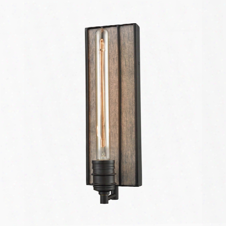 Elk Lighting Brookweiler 1-light Wall Sconce In Oil Rubbed Bronze With Washed Wood Backplate