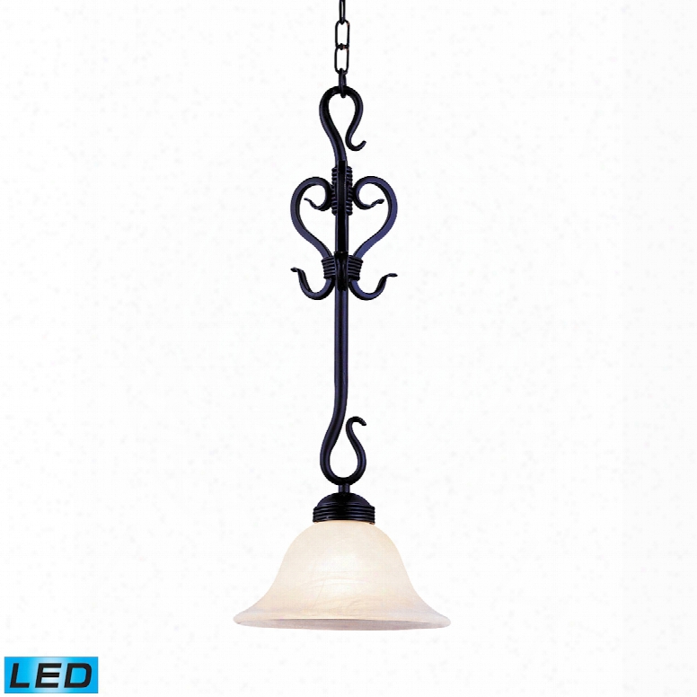 Elk Lighting Bucknigham 1-light Led Pendant In Matte Black And White Faux Marble Glass