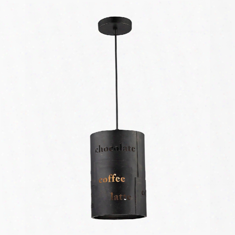 Elk Lighting Cafe 1-light Pendant In Matte Black With Gold Accents