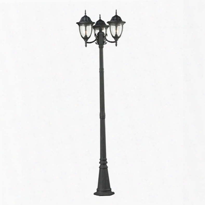 Elk Lighting Central Square 3-light Outdoor Post Lamp In Textured Matte Black