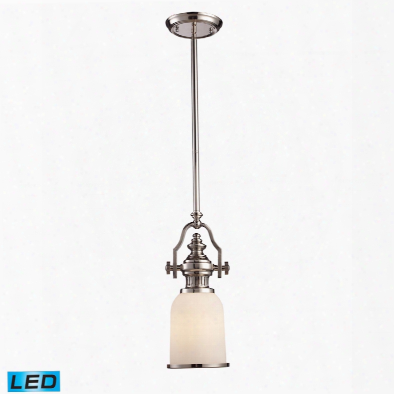 Elk Lighting Chadwick 1-light Led Mini Pendant In Polished Nickel And White Glass