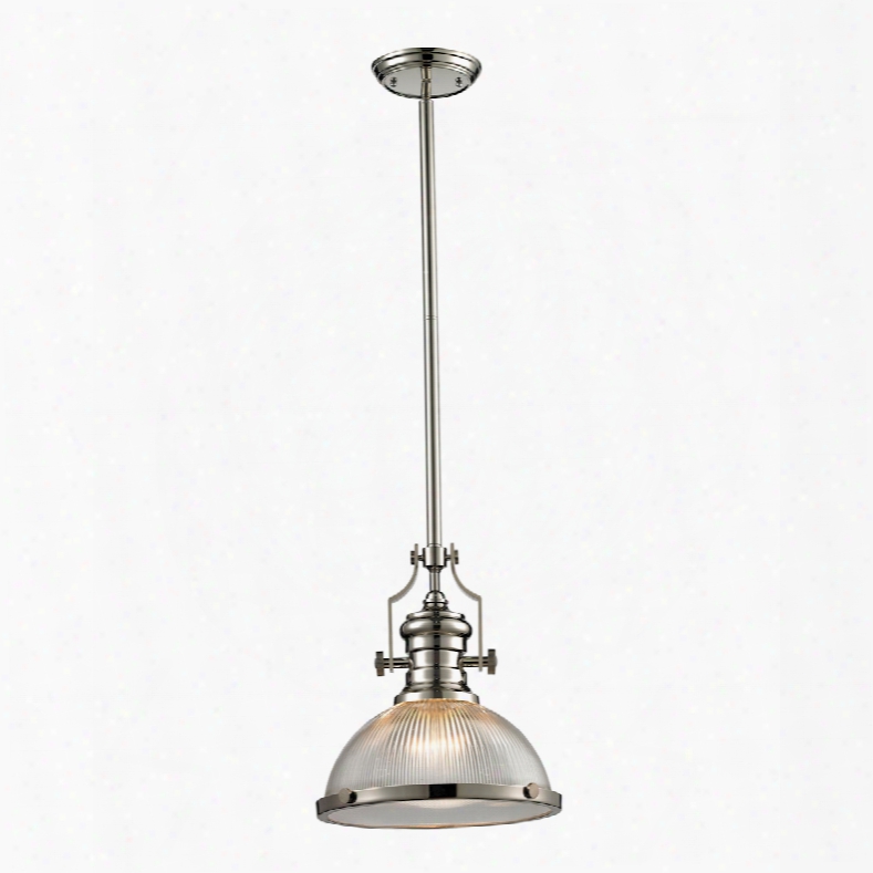 Elk Lighting Chadwick 1-light Pendant In Polished Nickel And Halophane Glass