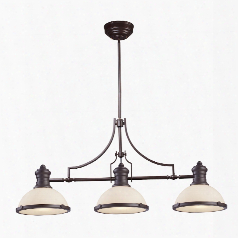Elk Lighting Chadwick 3-light Island In Oiled Brown And White Glass