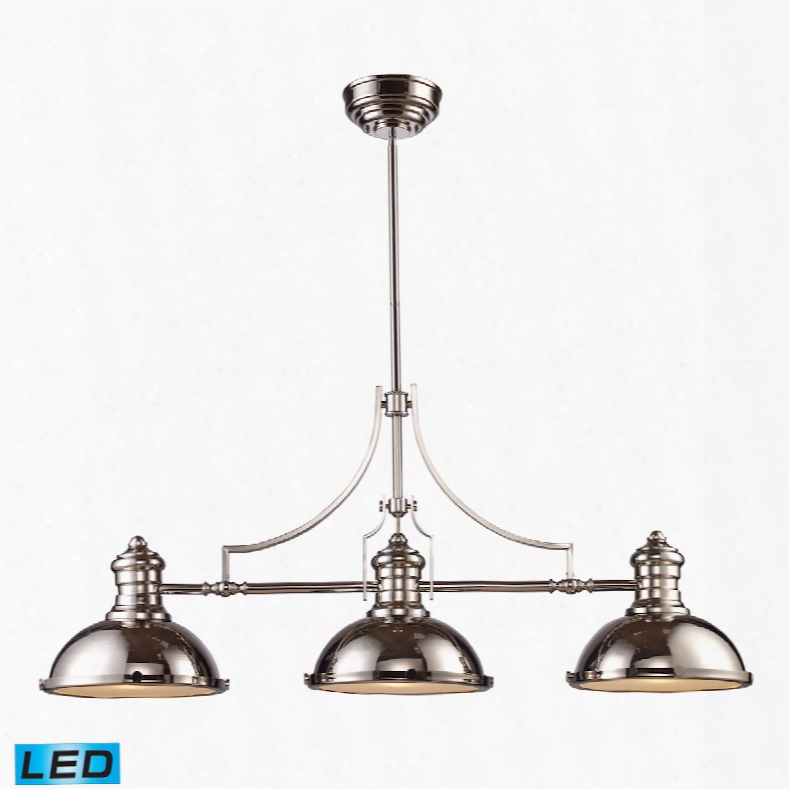 Elk Lighting Chadwick 3-light Led Billiard In Polished Nickel