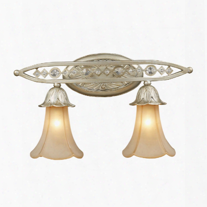 Elk Lighting Chelsea 2-light Sconce In Aged Silver And Beige Frosted Glass