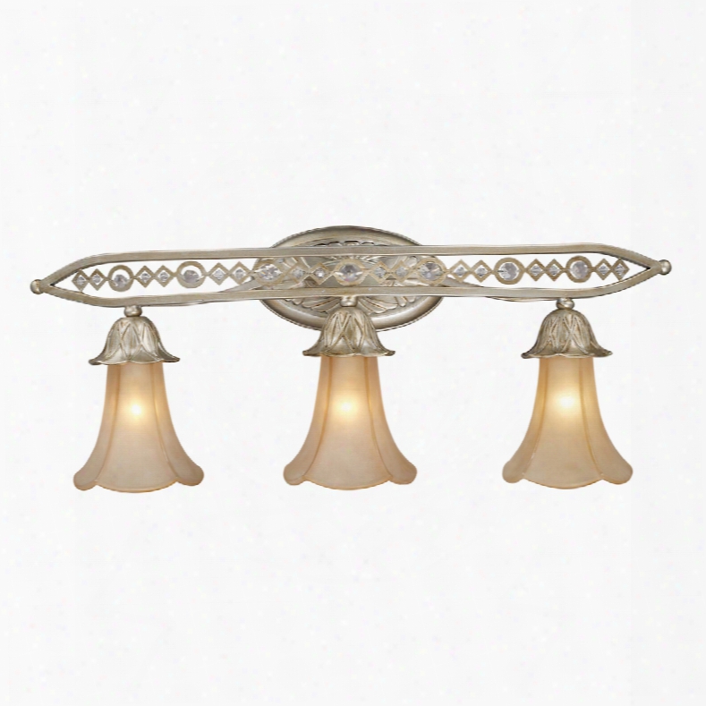 Elk Lighting Chelsea 3-light Vanity In Aged Silver And Beige Frosted Glass