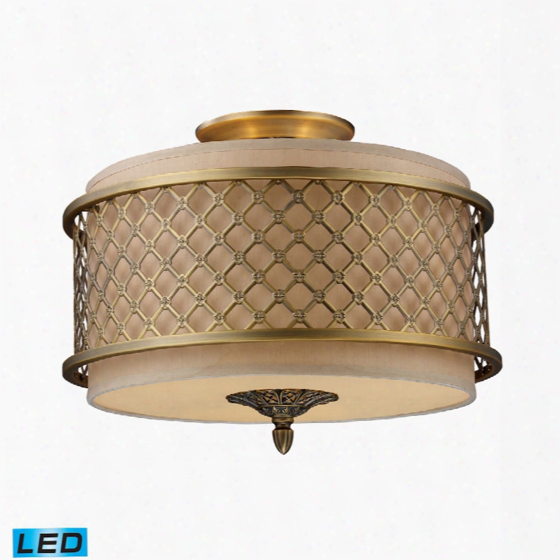 Elk Lighting Chester 3-light Led Semi  Flush In Brushed Antique Brass