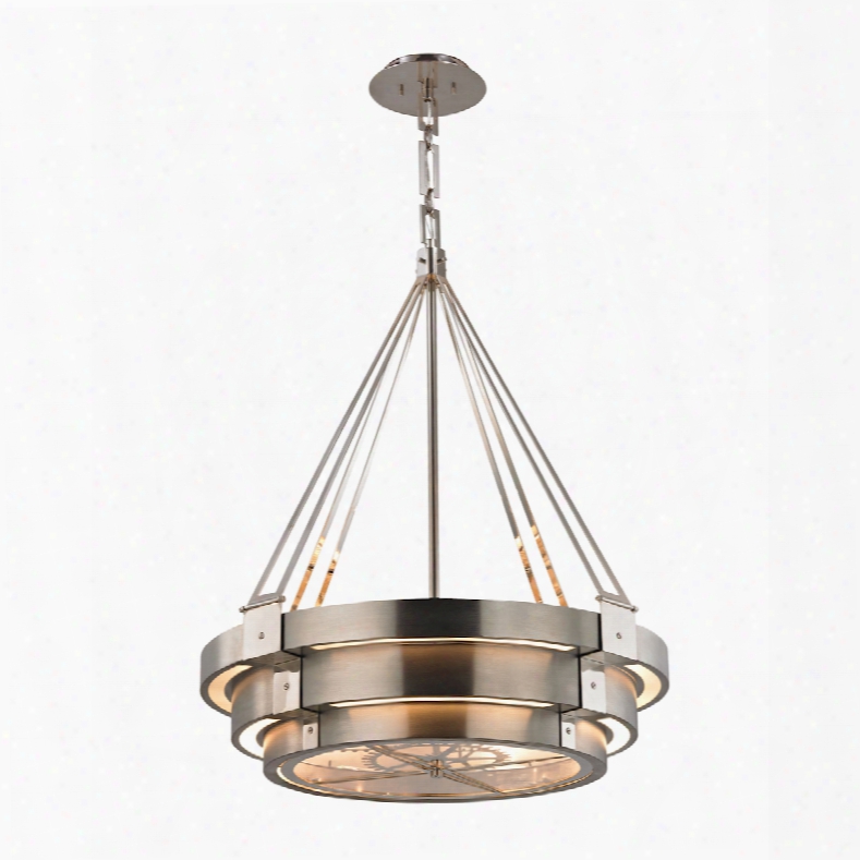 Elk Lighting Chronology 8-light Chandelier In Brushed Stainoess With Polished Nickel Accents