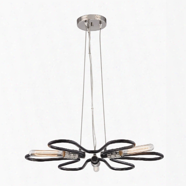 Elk Lighting Continuum 3-light Chandelier In Silvered Graphite With Polished Nickel Accents
