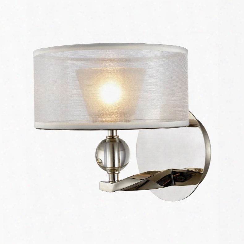 Elk Lighting Corisande 1-light Vanity In Polished Nickel With Silver Organza Shade