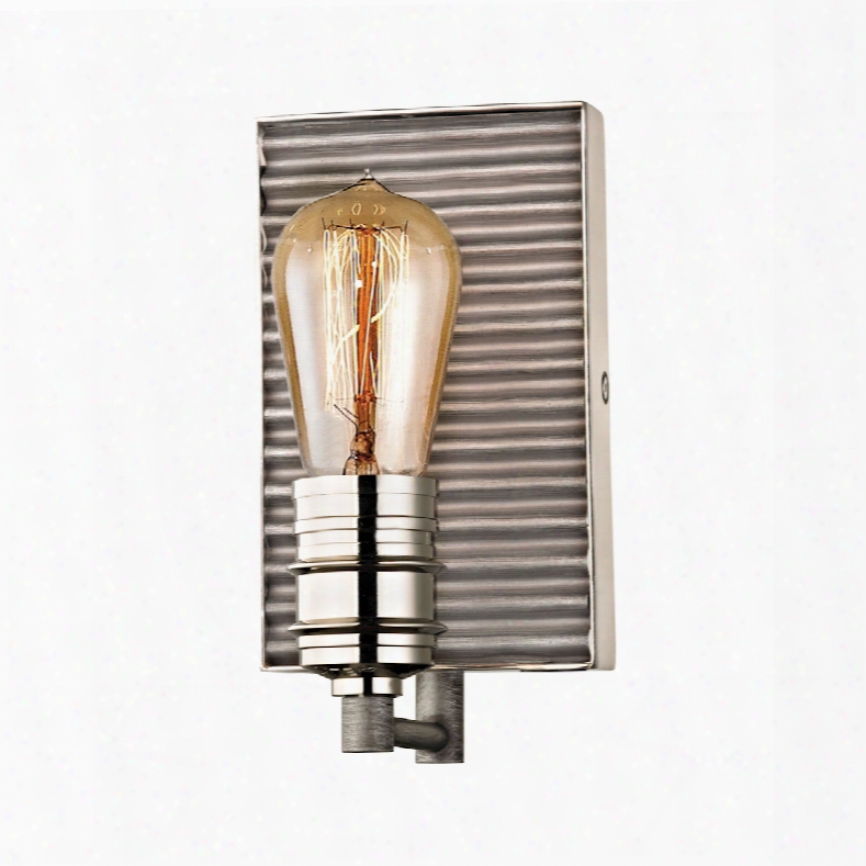 Elk Lighting Corrugated Steel 1-light Vanity In Weathered Zinc And Polished Nickel