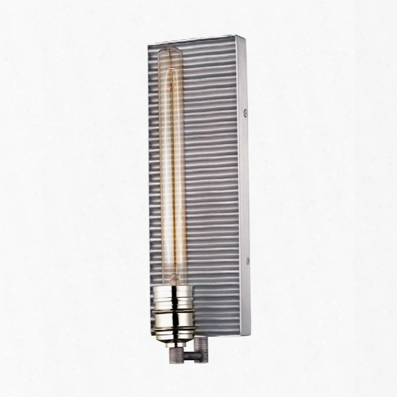 Elk Lightinng Corrugated Steel 1-light Wall Sconce In Weathered Zinc And Polished Nickel