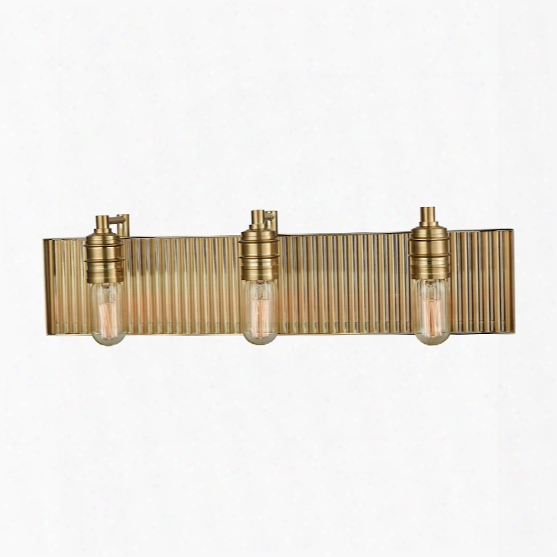 Elk Lighting Corrugated Steel 3-light Vanity In Satin Brass