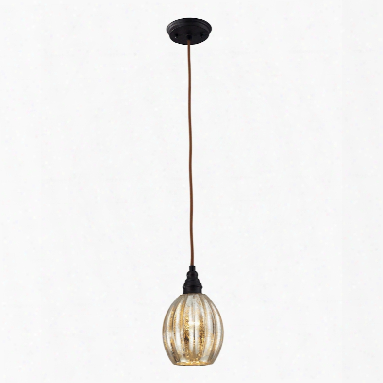 Elk Lighting Danica 1-light Pendant In Oiled Bronze And Mercury Glass