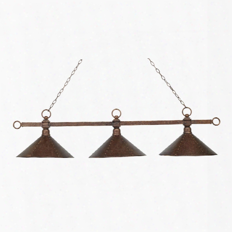 Elk Lighting Designer Classic 3-light Billiard In Antique Copper With Hand Hammered Iron Shades