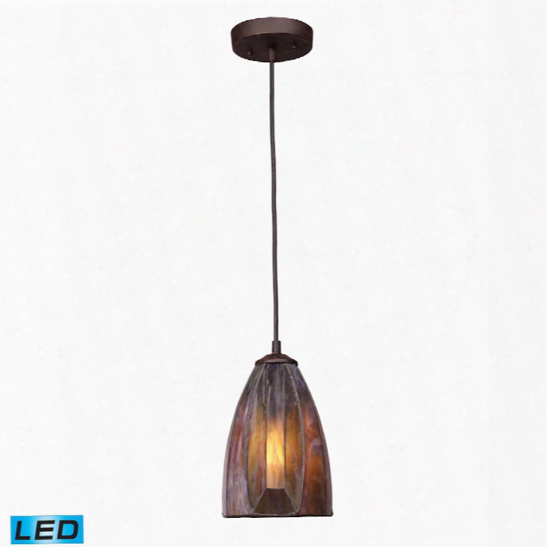 Elk Lighting Dimensions 1-light Led Pendant In Burnished Copper And Tea Stained Glass