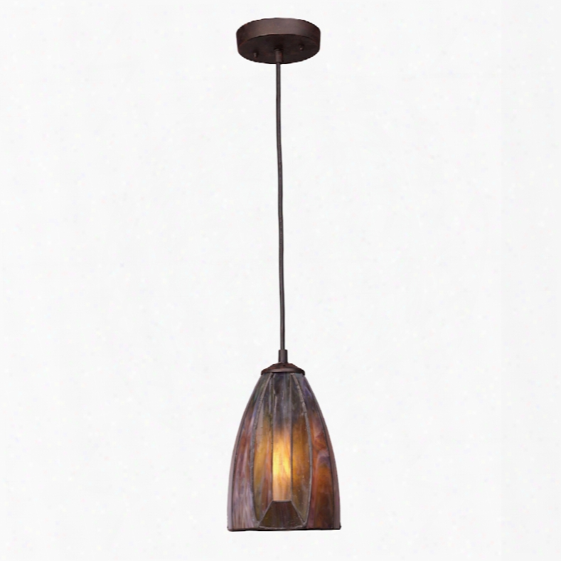 Elk Lighting Dimensions 1-light Pendant In Burnished Copper And Tea Stained Glass