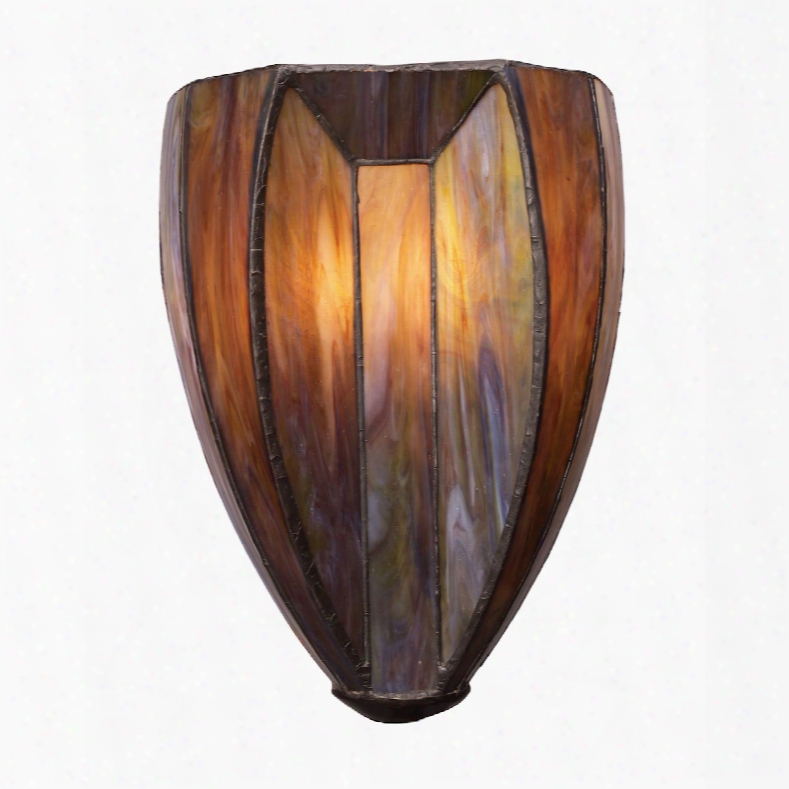Elk Lighting Dimensions 2-light Wall Sconce In Burnished Copper And Tea Stained Glass