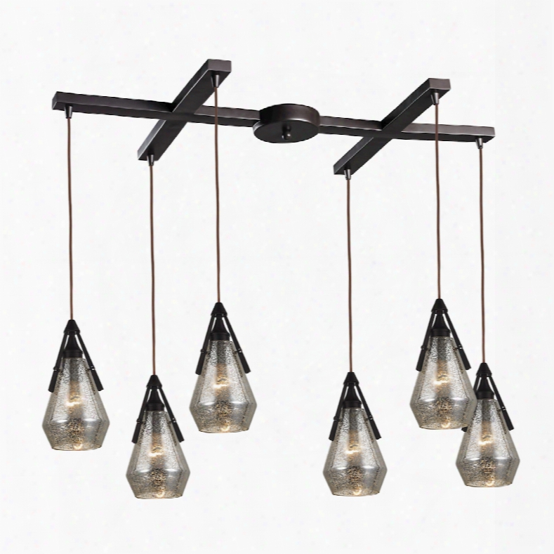 Elk Lighting Duncan 6-light Pendant In Oil Rubbed Bronze And Antique Mercury Glass