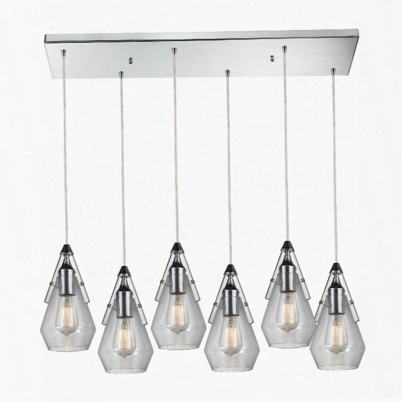 Elk Lighting Duncan 6-light Pendant In Polished Chrome And Clear Glass