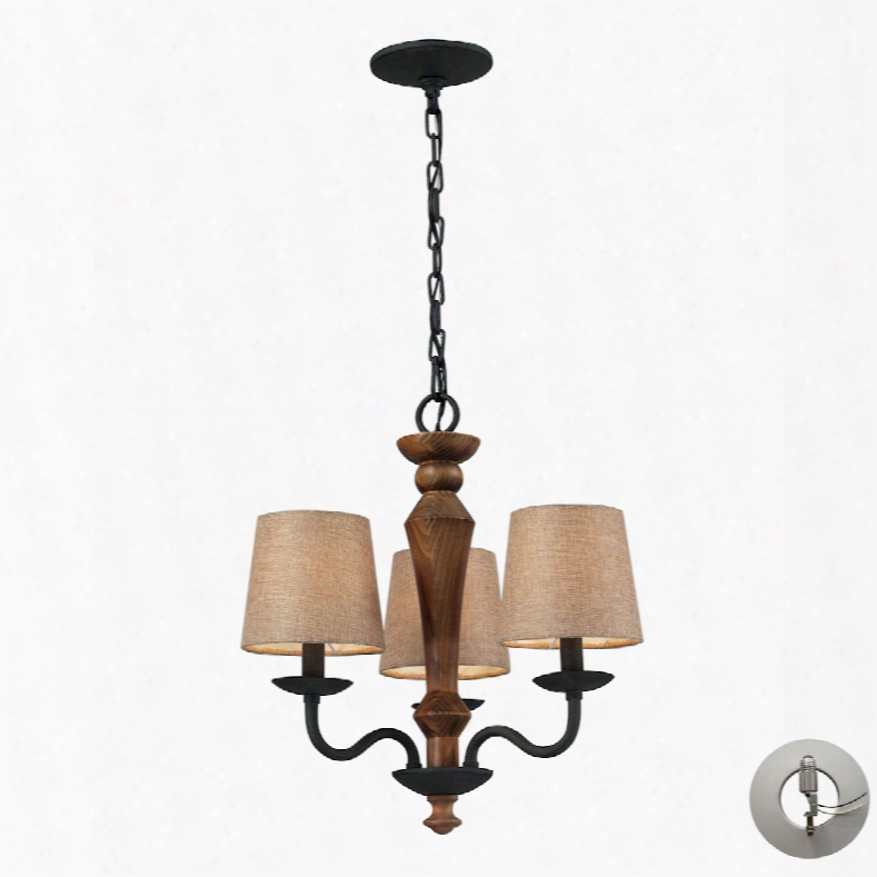 Elk Lighting Early American 3-light Chandelier In Colonial Maple And Vintage Rust - Includes Recessed Lighting Kit