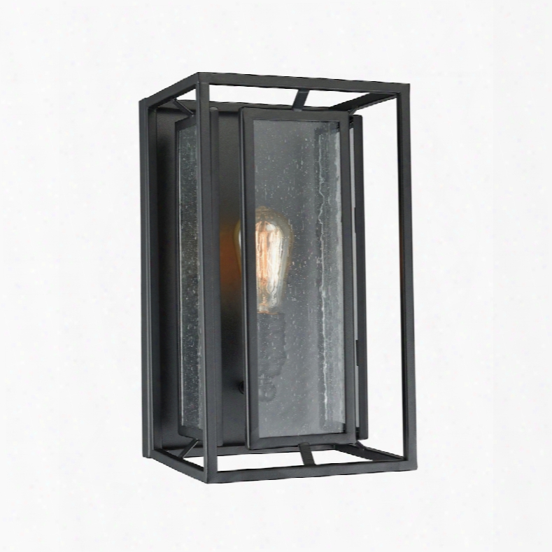 Elk Lighting Eastgate 1-light Wall Sconce In Textured Black Withseedy Glass