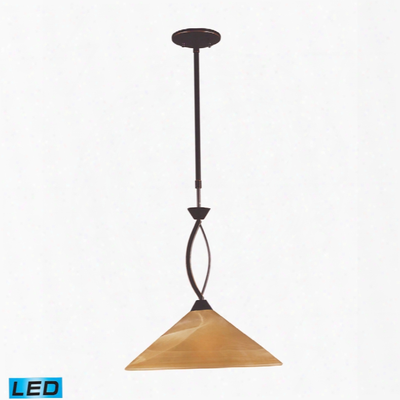 Elk Lighting Elysburg 1-light Led Pendant In Aged Bronze And Tea Stained Glass