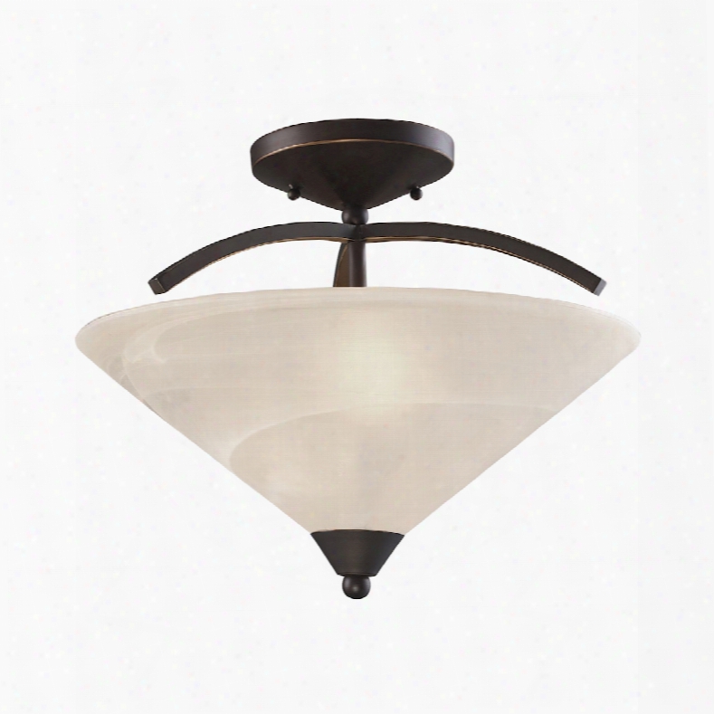 Elk  Lighting Elysburg 2-light Semi Flush In Oil Rubbed Bronze And White Glass