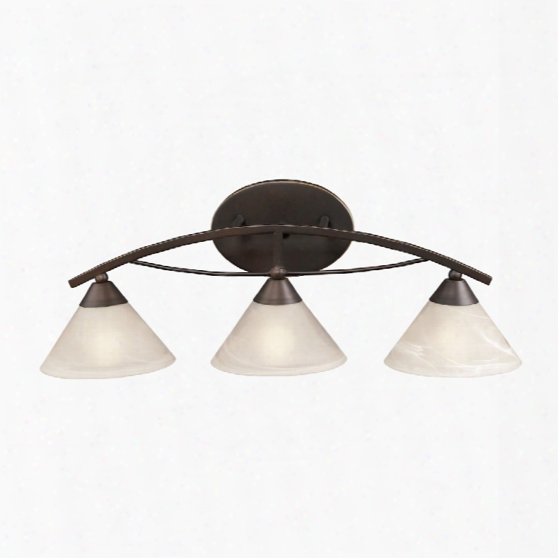 Elk Lighting Elysburg 3-light Vanity In Oil Rubbed Bronze And White Glass