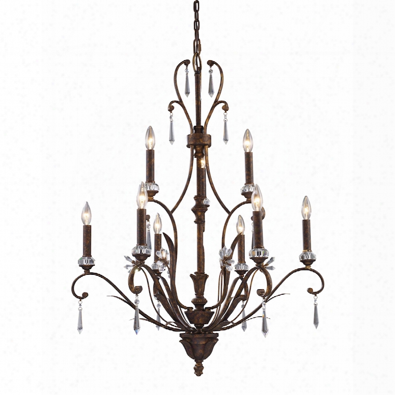 Elk Lighting Emilion 9-light Chandelier In Burnt Bronze