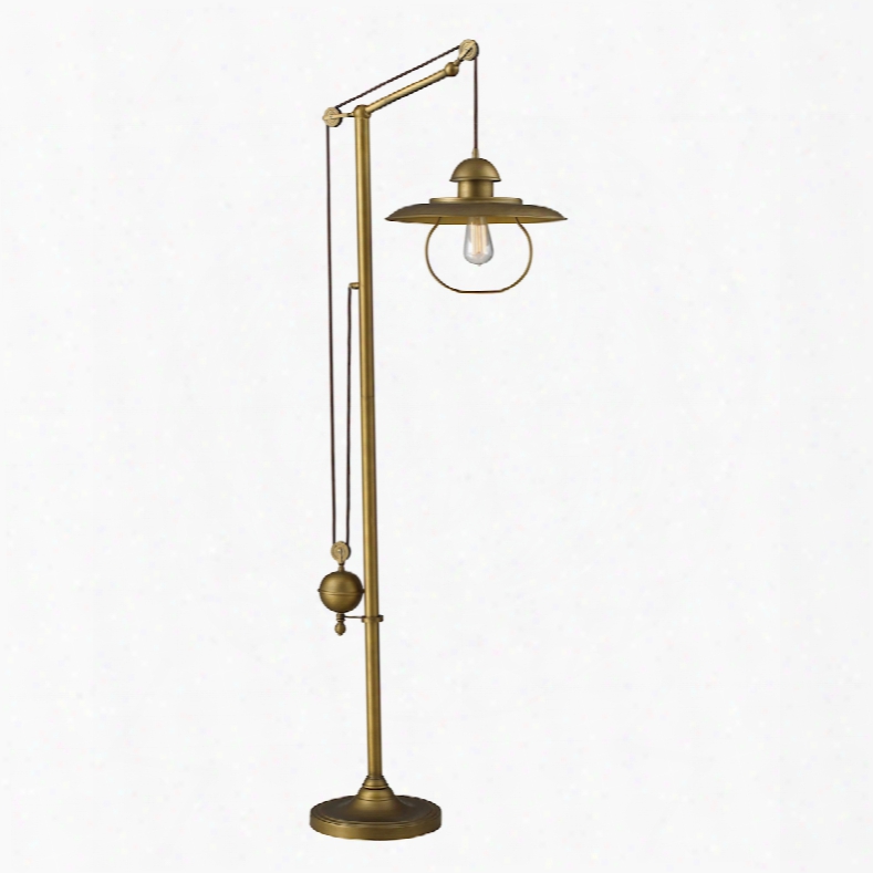 Elk Lighting Farmhouse 1-light Adjustable Floor Lamp In Antique Brass