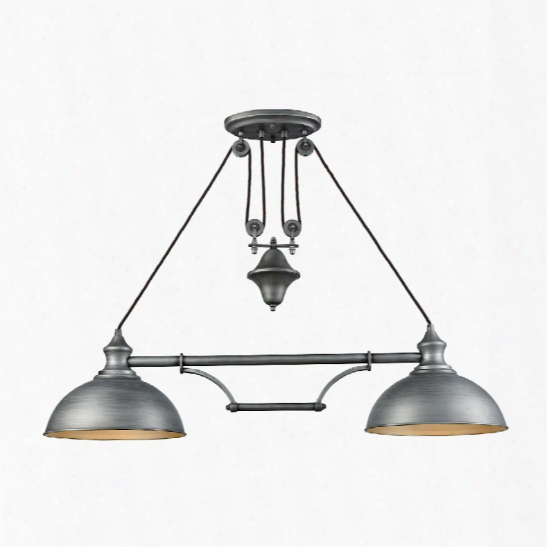 Elk Lighting Farmhouse 2-light Pulldown Island-light In Weathered Zinc