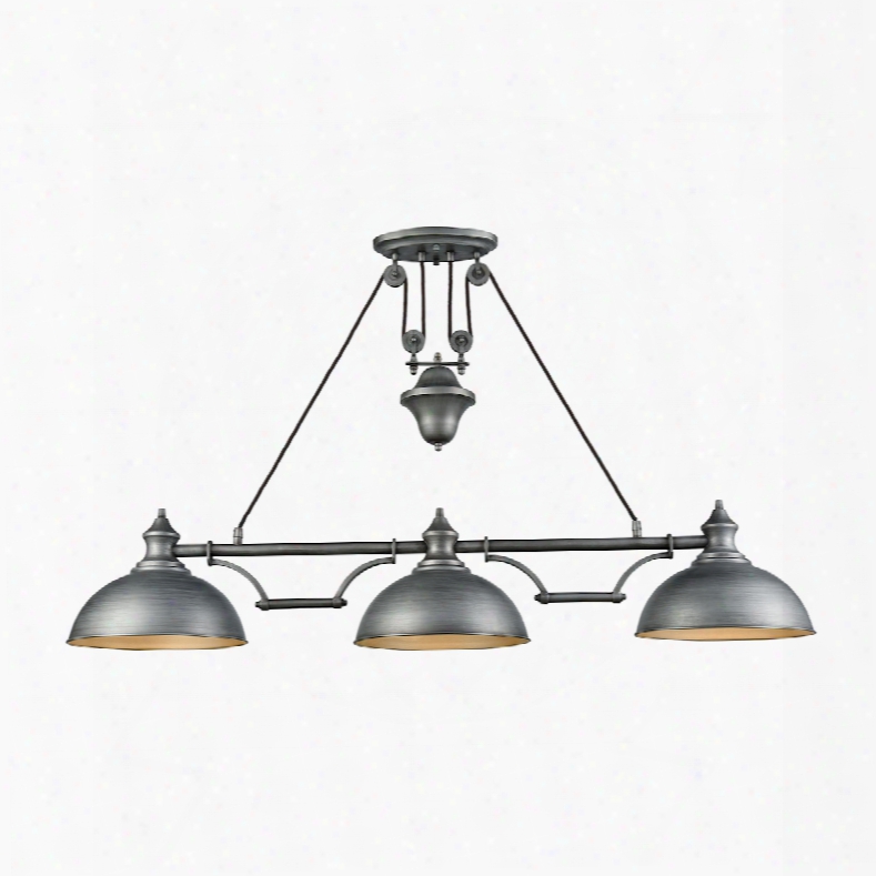 Elk Lighting Farmhouse 3-light Pulldown Island-light In Weathered Zinc