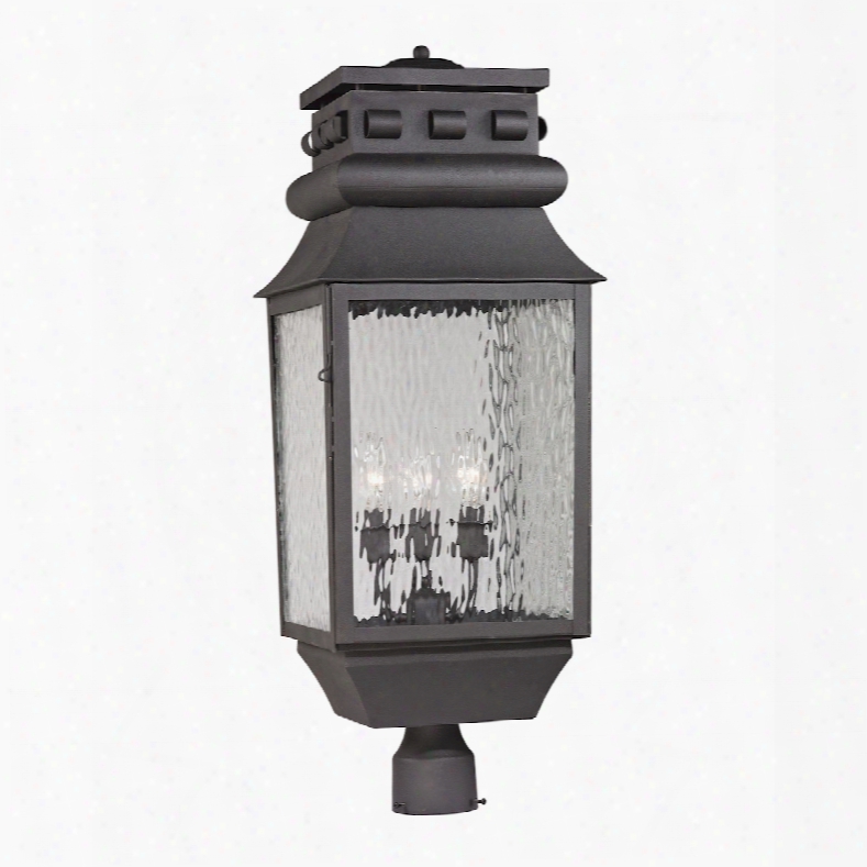 Elk Lighting Forged Lancaster 3-light Outdoor Post Lamp In Charcoal