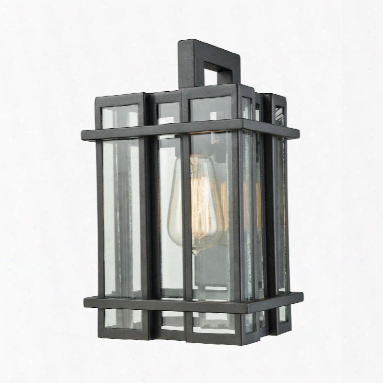 Elk Lighting Glass Tower 1-light Outdoor Wall Sconce In Matte Black With Clear Glass