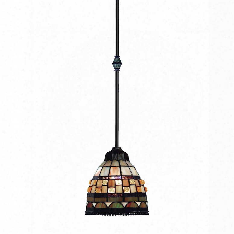 Elk Lighting Jewelstone 1-light Pendant In Classic Bronze And Multicolor Glass